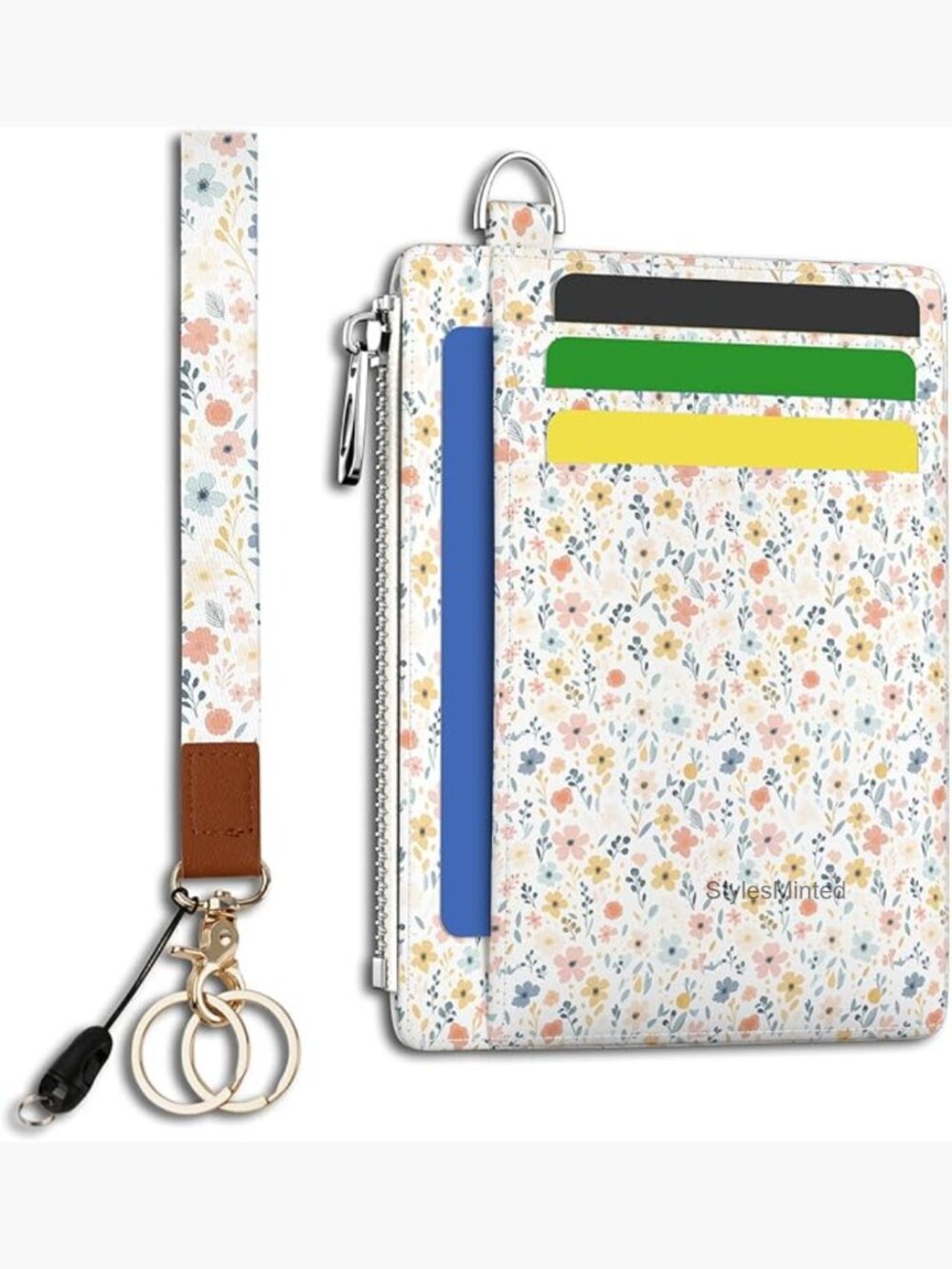 Slim RFID Blocking Wallet with Keychain Lanyard, Card Case, Coin Pocket